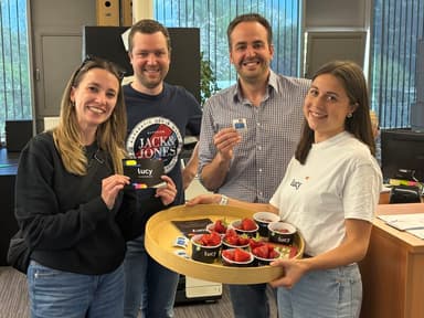 Team celebrating at the office